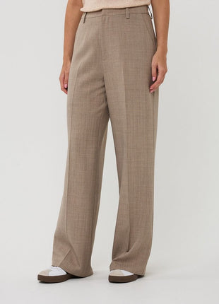 Trousers wide leg F25.10539 (Taupe Melange) Kleding Broeken
