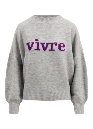 Trui met ingebreid detail – antracietgrijs / mid purple Kleding Truien en cardigans