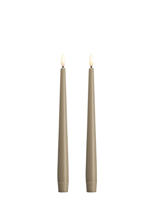 Bougie LED conique MM, soie, fine, kit gris, lot de 2, 23 x 250 mm