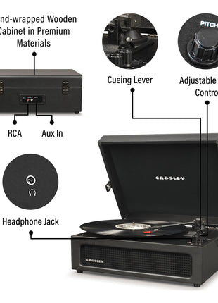 Crosley Voyager Bluetooth In & Uit Platenspeler - Zwart by Crosley