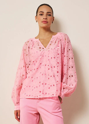 Blouse raglan embroidery anglaise - SP26.28026 - Romance Rose by Esqualo