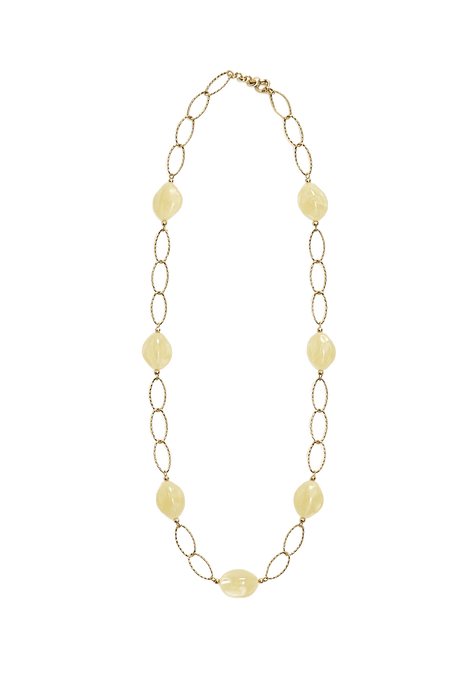Long Stone Link Necklace - N61463 - 14K + Cream by Day & Eve