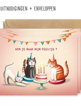 Uitnodiging - Kom je naar mijn feestje (per stuk) - Lifestyle - Van papier - Wenskaarten