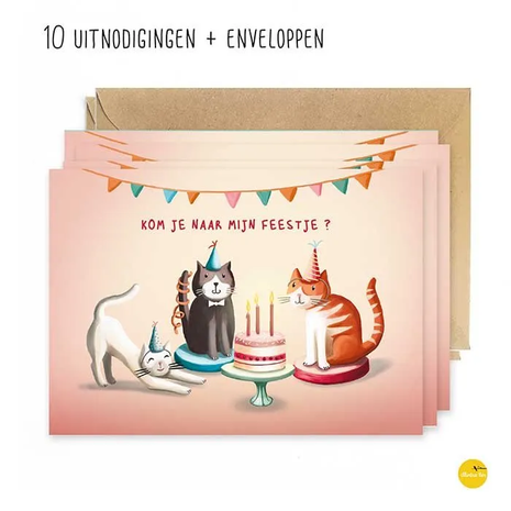 Uitnodiging - Kom je naar mijn feestje (per stuk) - Lifestyle - Van papier - Wenskaarten