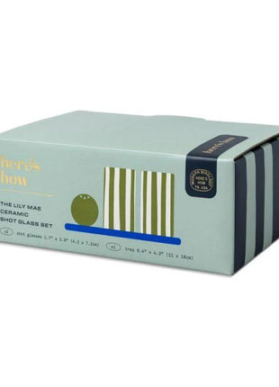 The Lily Mae Ceramic Tequila Shot Glass Set - Cobalt + Olive by Here's How