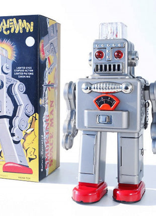 Rokende robot met batterij, 30 cm, zilverkleurig, met licht en rook, Gemaakt in China