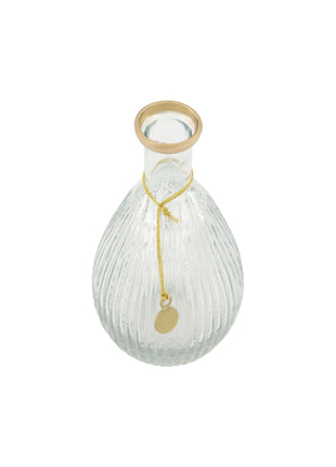 Vaasje - glas ribbel - 15cm transparant (0508-176) - Lifestyle - In huis - Decoratie