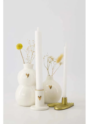 Vaasje - keramiek - hartje - M wit/goud - Lifestyle - Wonen - Decoratie