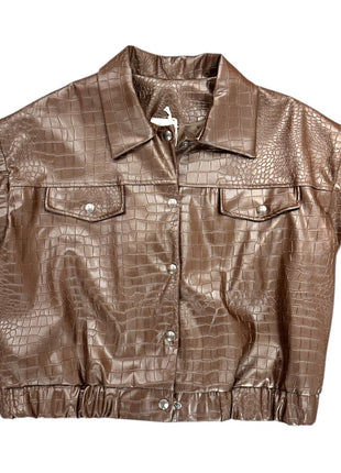 Vestje - Croco - Leatherlook - Donna - Choco / One Size - Kleding - Blazers & vestjes