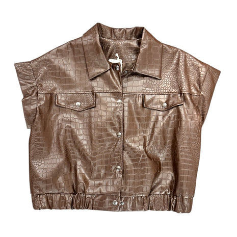 Vestje - Croco - Leatherlook - Donna - Choco / One Size - Kleding - Blazers & vestjes