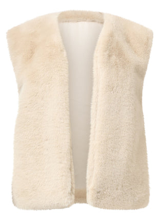 Vestje Fake Fur 25556 Offwhite Kleding Blazers & vestjes