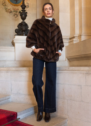 Vestje L/M met rits fake fure Y124 (coffee) Coffee / TU Kleding Blazers & vestjes