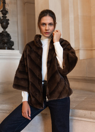 Vestje L/M met rits fake fure Y124 (coffee) Coffee / TU Kleding Blazers & vestjes