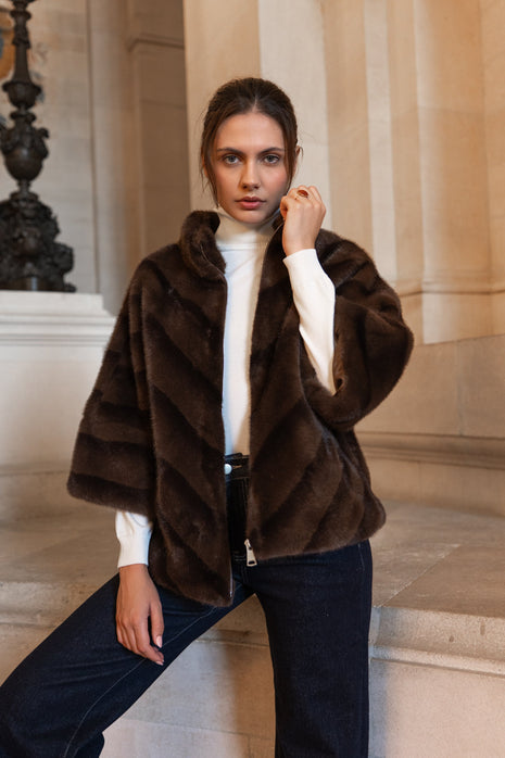 Vestje L/M met rits fake fure Y124 (coffee) Coffee / TU Kleding Blazers & vestjes