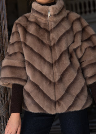 Vestje L/M met rits fake fure Y124 (taupe) Taupe / TU Kleding Blazers & vestjes