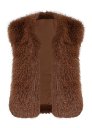 Vestje - z/m - fake fure - choco - 25621 - Kleding - Blazers & vestjes