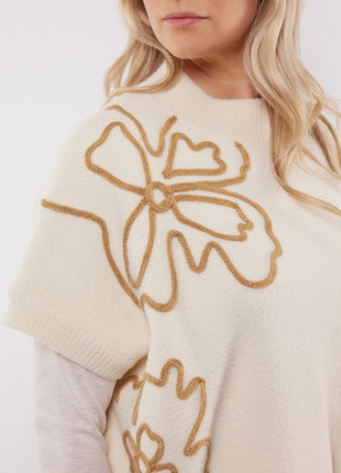 Pull Violette - 25NOC07 - Wool White/Light Camel - Kleding - Truien en cardigans