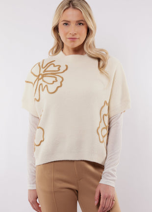 Pull Violette - 25NOC07 - Wool White/Light Camel - Kleding - Truien en cardigans