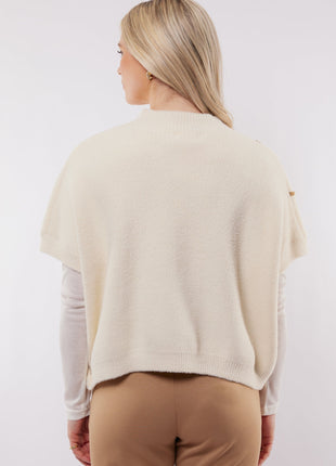 Pull Violette - 25NOC07 - Wool White/Light Camel - Kleding - Truien en cardigans