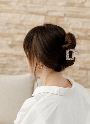 Viv - Vierkante Clip Marmer licht roze - Modeaccessoires - Haarspelden