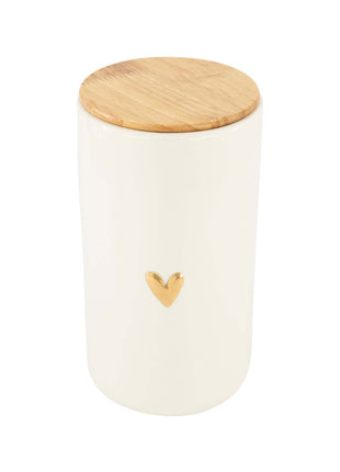 Voorraadpot met deksel keramiek L hartje wit/goud Cadeau’s & Lifestyle Keuken & eetkamer Voorraadpotten