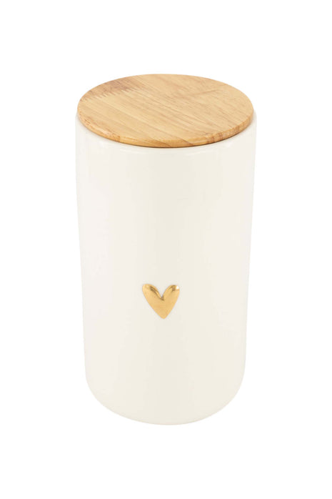 Voorraadpot met deksel keramiek L hartje wit/goud Cadeau’s & Lifestyle Keuken & eetkamer Voorraadpotten