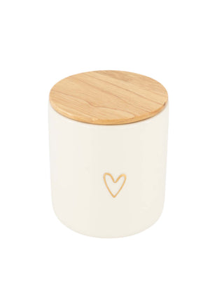 Voorraadpot met deksel keramiek M lijn hartje wit/goud Cadeau’s & Lifestyle Keuken & eetkamer Voorraadpotten