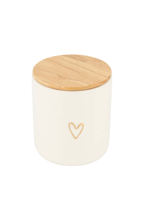 Voorraadpot met deksel keramiek M lijn hartje wit/goud Cadeau’s & Lifestyle Keuken & eetkamer Voorraadpotten