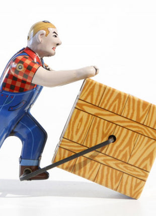 Klassieke metalen figuur - Havenarbeider met kist