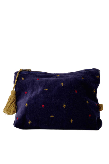 Toilettas - velvet sterren - donkerblauw/goud