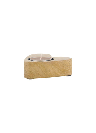 Waxinelichthouder - hout hartvorm - naturel (0514-011) - Lifestyle - Wonen - Kandelaren & Waxinelichthouders