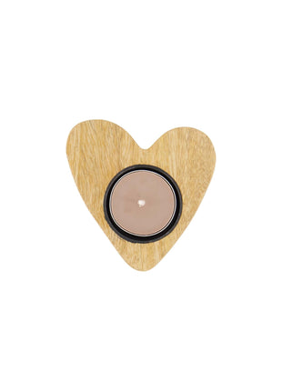 Waxinelichthouder - hout hartvorm - naturel (0514-011) - Lifestyle - Wonen - Kandelaren & Waxinelichthouders