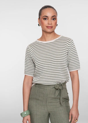 Pull - strepen - 64080-70 - off-white/olive green by Geisha