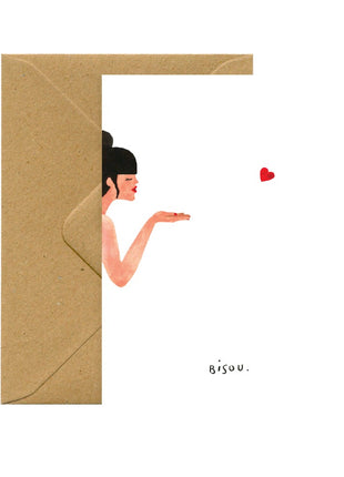 Wenskaart - Bisou - Love & friendship - Cadeau’s & Lifestyle - Van papier - Wenskaarten - Liefde & Vriendschap