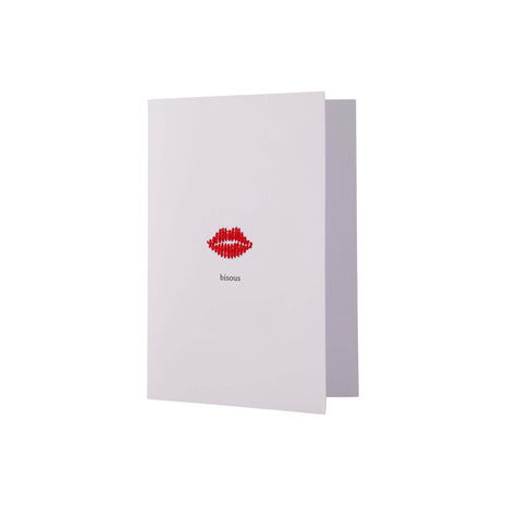 Wenskaart - ’bisous’ - wit/rood - Lifestyle - Van papier - Wenskaarten - Liefde & Vriendschap