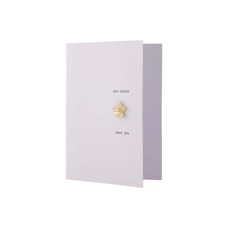 Wenskaart ’bloem’ - broche - wit/goud - Lifestyle - Van papier - Wenskaarten - Felicitatie