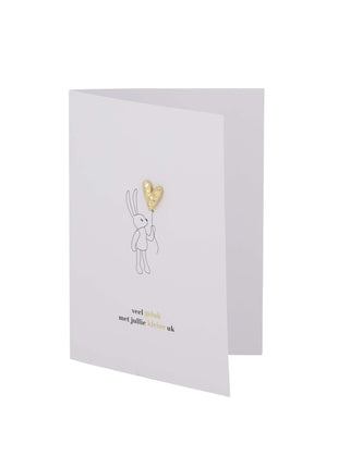 Wenskaart broche hartje kleine uk wit/zwart/goud Cadeau’s & Lifestyle Van papier Wenskaarten Zwangerschap & geboorte