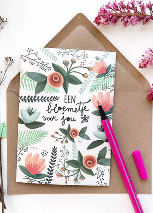Wenskaart - Een bloemetje voor jou - Lifestyle - Van papier - Wenskaarten