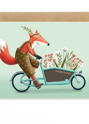 Wenskaart - express delivery - Bloemen bakfiets - Lifestyle - Van papier - Wenskaarten