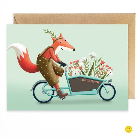 Wenskaart - express delivery - Bloemen bakfiets - Lifestyle - Van papier - Wenskaarten