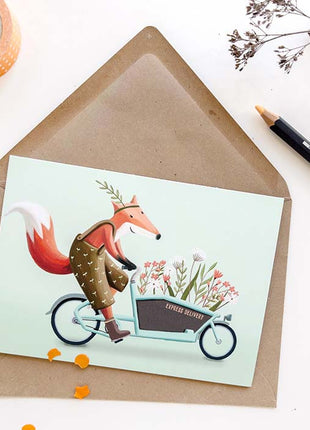 Wenskaart - express delivery - Bloemen bakfiets - Lifestyle - Van papier - Wenskaarten