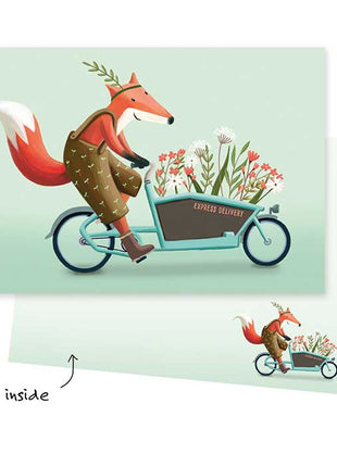 Wenskaart - express delivery - Bloemen bakfiets - Lifestyle - Van papier - Wenskaarten