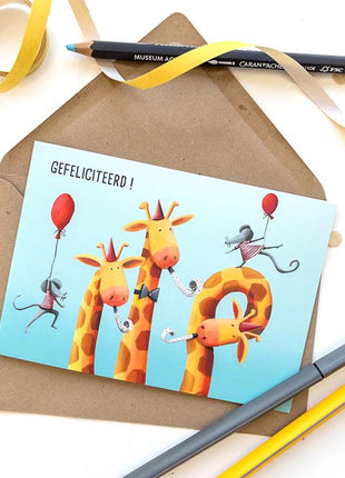 Wenskaart - Giraf - Gefeliciteerd! - Lifestyle - Van papier - Wenskaarten