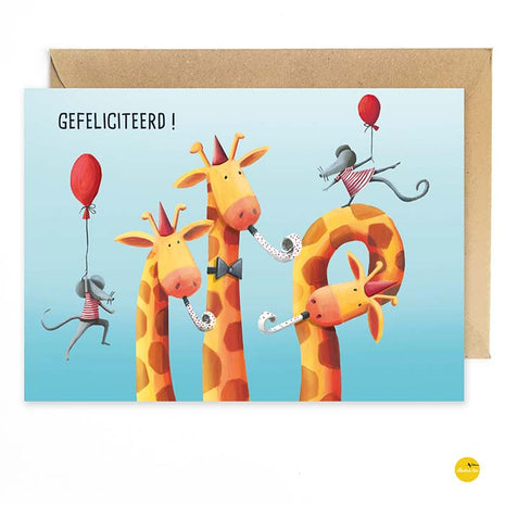 Wenskaart - Giraf - Gefeliciteerd! - Lifestyle - Van papier - Wenskaarten