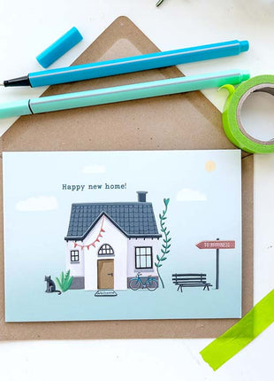 Wenskaart - Happy new home (verhuizen/nieuwhuis) - Lifestyle - Van papier - Wenskaarten