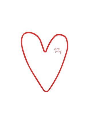 Wenskaart - hart - ’ik heb je lief’ - wit/rood - Lifestyle - Van papier - Wenskaarten - Liefde & Vriendschap