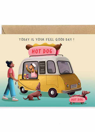 Wenskaart Hot Dog (Feel good day!) Cadeau’s & Lifestyle Van papier Wenskaarten