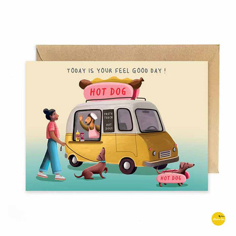 Wenskaart Hot Dog (Feel good day!) Cadeau’s & Lifestyle Van papier Wenskaarten