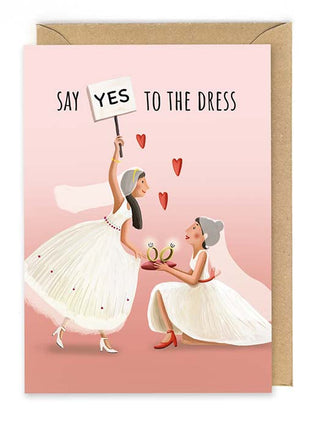 Wenskaart - Huwelijk 2 vrouwen - Say YES to the dress. - Lifestyle - Van papier - Wenskaarten