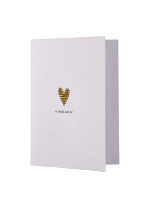 Wenskaart - ’ik denk aan je’ - wit/goud - Lifestyle - Van papier - Wenskaarten - Moeilijke Momenten